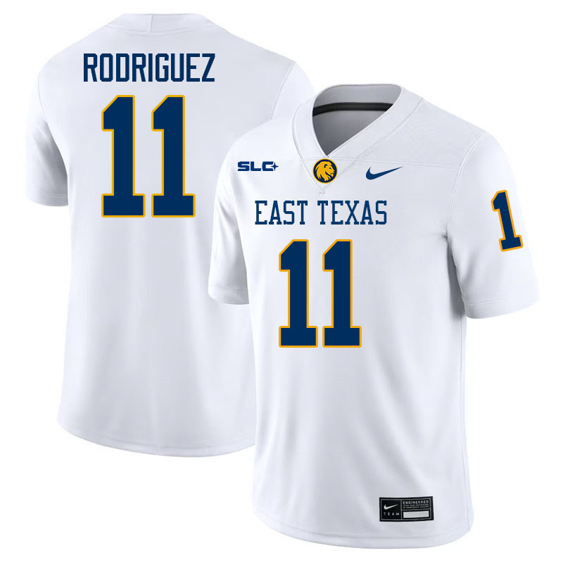 East Texas A&M Lions #11 Eric Rodriguez College Football Jerseys,Uniforms-White